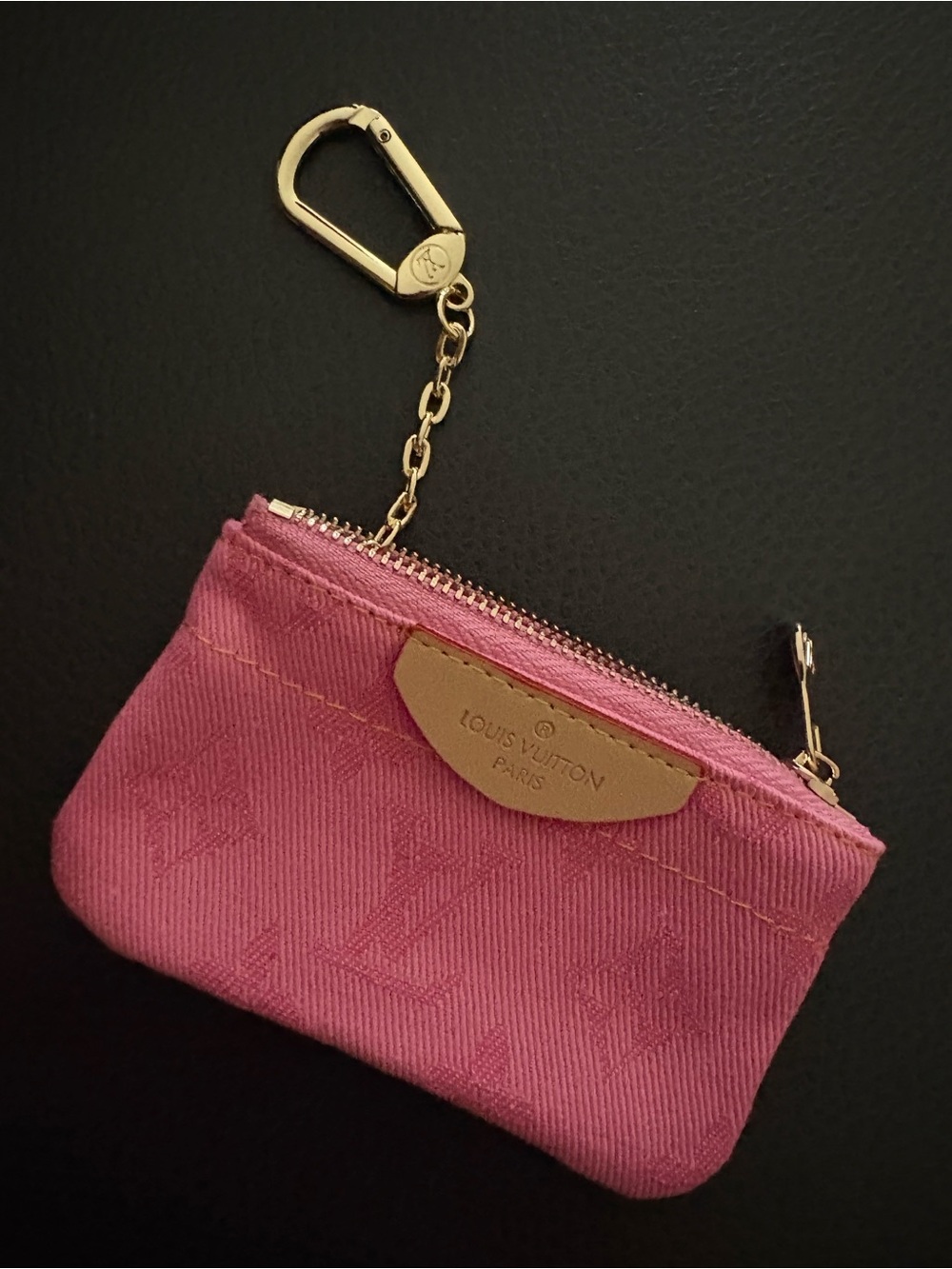 Louis Vuitton Pink Monogram Mini Key & Card Pouch with Gold Hardware